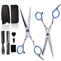 Hair Cutting Scissors Kit,11 Pcs Professional Haircut Scissors Kit with Cutting Scissors,Thinning Scissors,Neck Duster Brush,Comb,Barber Cape,Hair Clips,Hairdressing Shears Set for Barber and Home