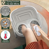 Giantex Foot Spa Foot Bath Massager With Heat Bubbles 6 Motorized Shiatsu Rollers Time Temperature Settings Folding Cover