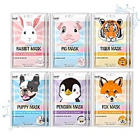 Epielle character Sheet Masks Animal Spa Mask Korean Beauty Mask -For All Skin Types, (Pack of 12) Birthday Party gift for her kids, Spa Day Party, girls Night, Spa Night, Beauty gift (Assorted characters-12pk ct) Skincare Party Favors