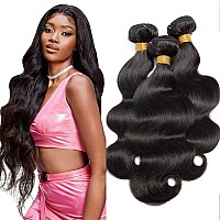 Body Wave Human Hair Bundles Brazilian Virgin Hair 3 Bundles 22 22 22 Inch 100 Unprocessed Human Hair Weave Bundles Natural Bla