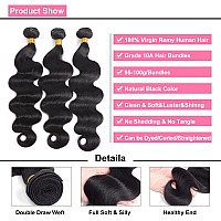 Body Wave Human Hair Bundles Brazilian Virgin Hair 3 Bundles 22 22 22 Inch 100 Unprocessed Human Hair Weave Bundles Natural Bla