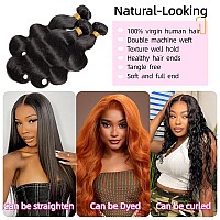 Body Wave Human Hair Bundles Brazilian Virgin Hair 3 Bundles 22 22 22 Inch 100 Unprocessed Human Hair Weave Bundles Natural Bla