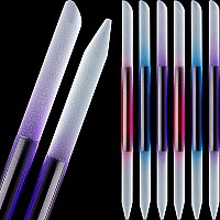 6 Pieces Glass Cuticle Pusher Glass Cuticle Stick Set Double Sided Crystal Glass Nail Files Manicure Pedicure Precision Filing C