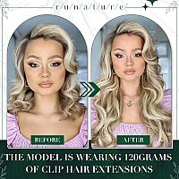 Runature Real Human Hair Clip In Extesnions Double Weft Clip In Hair Extensions Human Hair Ash Brown Mix Platinum Blonde Remy Ha