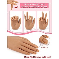 Lionvison Practice Hand For Acrylic Nails Silicone Nail Hand Practice Flexible Fingers Fake Training Hand False Mannequin Hand