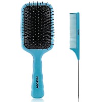 Fixbody Paddle Hair Brush Tail Comb Set For Women Men And Kids Make Thin Long Curly Hair Health And Massa Blue