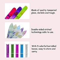 5 Pack Glass Nail File With Case Crystal Fingernail Files Double Sided Finger Nail Files Professional Manicure Nail Care For