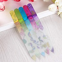 5 Pack Glass Nail File With Case Crystal Fingernail Files Double Sided Finger Nail Files Professional Manicure Nail Care For