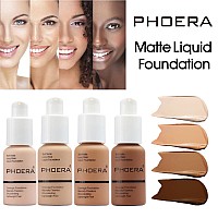 2Pack Phoera Foundationflawless Soft Matte Liquid Foundation Oil Control Concealer Waterproof 24 Hour Foundation Makeup 109M