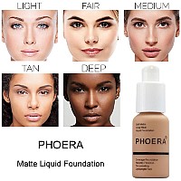 2Pack Phoera Foundationflawless Soft Matte Liquid Foundation Oil Control Concealer Waterproof 24 Hour Foundation Makeup 109M