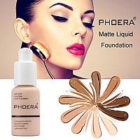 2Pack Phoera Foundationflawless Soft Matte Liquid Foundation Oil Control Concealer Waterproof 24 Hour Foundation Makeup 109M