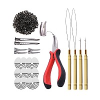 500 Pieces Micro Silicone Rings Hair Extensions Kit Itip Hair Pliers Micro Pulling Hook Needle Loop Threader And Micro Silicone