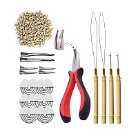 500Pcs Micro Silicone Rings Beads Hair Extensions Kit Itip Hair Pliers Micro Pulling Hook Needle Loop Threader And Micro Silico