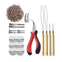 500Pcs Micro Silicone Rings Beads Hair Extensions Kititip Hair Pliers Micro Pulling Hook Needle Loop Threader And Micro Sili