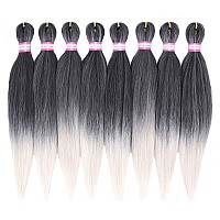 Dorsanee Ombre Grey Braiding Hair Pre Stretched 20 Inch 8 Packs Braiding Hair Extensions For Crochet Box Braids Twists Locs Hair