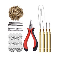 500Pcs Silicone Micro Rings Hair Extensions Tools Kit Threehole Hair Pliers Micro Pulling Hook Needle Loop Threader And Silicon