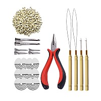 500Pcs Silicone Micro Rings Hair Extensions Tools Kit Threehole Hair Pliers Micro Pulling Hook Needle Loop Threader And Sili