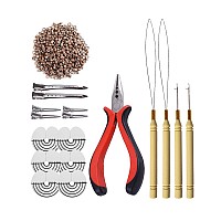 500Pcs Silicone Micro Rings Hair Extensions Tools Kit Threehole Hair Pliers Micro Pulling Hook Needle Loop Threader And Sili