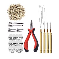 500Pcs Silicone Micro Rings Hair Extensions Tools Kit Threehole Hair Pliers Micro Pulling Hook Needle Loop Threader And Silicon