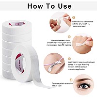 Jassins 8 Rolls Eyelash Tape Adhesive Fabric Eyelash Tapes Adhesive Breathable Micropore Fabric Tape For Eyelash Extension Sup