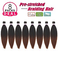 Prestretched Braiding Hair Extensions16 Inch 8 Packs Synthetic Braiding Hair Crochet Braids Natural Easy Braid Crochet Hair