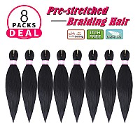 Prestretched Braiding Hair Extensions Black12 Inch 8 Packs Synthetic Braiding Hair Crochet Braids Natural Easy Braid Crochet