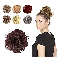 Juvabun Messy Bun Hair Piece Auburn - Hair Pieces for Women & Men Create Full Updos for Events, Everyday Wear - Washable, Realistic, Synthetic Hair Bun Scrunchie - Auburn-m4/30