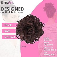 Juvabun Messy Bun Hair Piece Auburn - Hair Pieces for Women & Men Create Full Updos for Events, Everyday Wear - Washable, Realistic, Synthetic Hair Bun Scrunchie - Auburn-m4/30