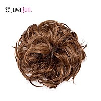 Juvabun Messy Bun Hair Scrunchie Light Brown - Hair Pieces for Women & Men Create Full Updos for Events, Everyday Wear - Washable, Realistic, Synthetic Hair Bun, Messy Bun Hair Piece - Light Brown-6a