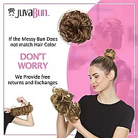 Juvabun Messy Bun Hair Scrunchie Light Brown - Hair Pieces for Women & Men Create Full Updos for Events, Everyday Wear - Washable, Realistic, Synthetic Hair Bun, Messy Bun Hair Piece - Light Brown-6a