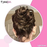 Juvabun Messy Bun Hair Scrunchie Light Brown - Hair Pieces for Women & Men Create Full Updos for Events, Everyday Wear - Washable, Realistic, Synthetic Hair Bun, Messy Bun Hair Piece - Light Brown-6a