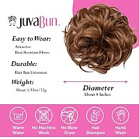 Juvabun Messy Bun Hair Scrunchie Light Brown - Hair Pieces for Women & Men Create Full Updos for Events, Everyday Wear - Washable, Realistic, Synthetic Hair Bun, Messy Bun Hair Piece - Light Brown-6a