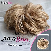 Juvabun Messy Bun Hair Scrunchie Gold - Hair Pieces for Women & Men Create Full Updos for Events, Everyday Wear - Washable, Realistic, Synthetic Hair Bun, Messy Bun Hair Piece - Gold-m18/613