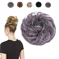 Juvabun Messy Bun Hair Piece Salt And Pepper Hair Pieces For Women Men Messy Bun Hair Buns Everyday Wear Washable Re