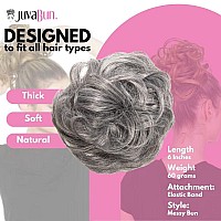 Juvabun Messy Bun Hair Piece Salt And Pepper Hair Pieces For Women Men Messy Bun Hair Buns Everyday Wear Washable Re