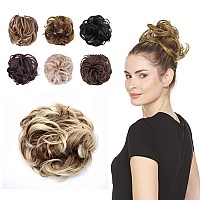 Juvabun Messy Bun Hair Piece Beach Blonde - Hair Pieces for Women & Men Create Full Updos for Events, Everyday Wear - Washable, Realistic, Synthetic Hair Bun Scrunchie - Beach Blonde-6at88