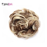 Juvabun Messy Bun Hair Piece Beach Blonde - Hair Pieces for Women & Men Create Full Updos for Events, Everyday Wear - Washable, Realistic, Synthetic Hair Bun Scrunchie - Beach Blonde-6at88