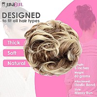 Juvabun Messy Bun Hair Piece Beach Blonde - Hair Pieces for Women & Men Create Full Updos for Events, Everyday Wear - Washable, Realistic, Synthetic Hair Bun Scrunchie - Beach Blonde-6at88