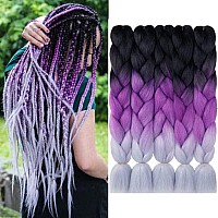 Aidusa Color Braiding Hair 5Pcs Synthetic Braid Hair Extensions 24 Inch 2 Tones For Box Braids Twist Crochet Braids 100G C21 B