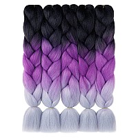 Aidusa Color Braiding Hair 5Pcs Synthetic Braid Hair Extensions 24 Inch 2 Tones For Box Braids Twist Crochet Braids 100G C21 B