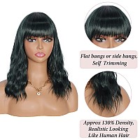 Kalyss 14 Synthetic Wig With Hair Bangs Short Wavy Curly Wig For Women Natural Looking And Heat Resistant Full Head Hair Repl