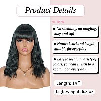 Kalyss 14 Synthetic Wig With Hair Bangs Short Wavy Curly Wig For Women Natural Looking And Heat Resistant Full Head Hair Repl