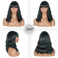 Kalyss 14 Synthetic Wig With Hair Bangs Short Wavy Curly Wig For Women Natural Looking And Heat Resistant Full Head Hair Repl