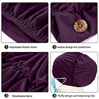 Geyoga 3 Pieces Bouffant Caps With Buttons Unisex Stretchy Headband Turban With Buttons For Women