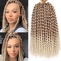 Leeven 7 Packs 12 Inch Passion Twist Hair Ombre Blonde Water Wave Crochet Braids For Passion Twist Crochet Braiding Hair Short B