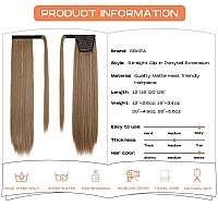 Seikea 28 Inch Clip In Ponytail Extension Wrap Around Long Straight Pony Tail Hair Synthetic Hairpiece For Women Color Ash Blond