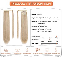 Seikea 28 Inch Clip In Ponytail Extension Wrap Around Long Straight Pony Tail Hair Synthetic Hairpiece For Women Color Blonde Wi