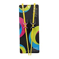 Set Of 2 Hair Sticks With 3 Diamonds Chopsticks Yellow