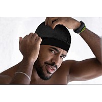 2Pcs Wave Cap Silky Stocking Wave Caps For Men Good Compression Over Duragredblack