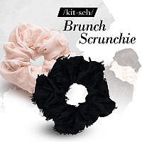 Kitsch Satin Brunch Scrunchie Softer Than Silk Scrunchies For Women Jumbo Satin Hair Tie For Thick Thin Hair Frayed Blush